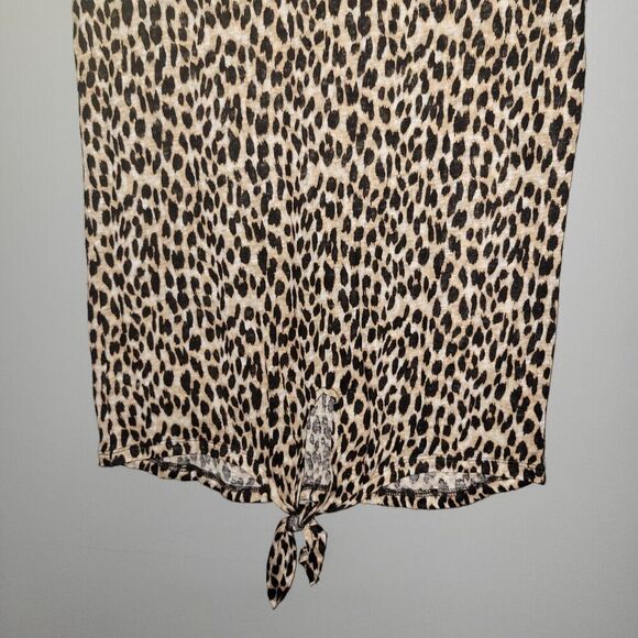 Ann Taylor Loft Linen Cheetah Animal Print Short Sleeve Tshirt Shirt Womens XS - Picture 5 of 11